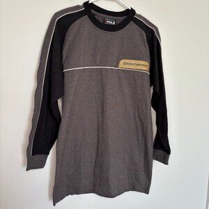 SOUTHPOLE NEW Long Sleeve Tee Mens M Black Gray Piping Crew Neck Casual Logo